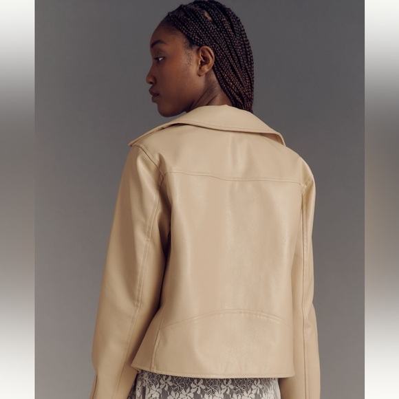 Anthropologie • Saige Faux Leather Moto Jacket Tan Sand Beige NWT - Picture 4 of 9